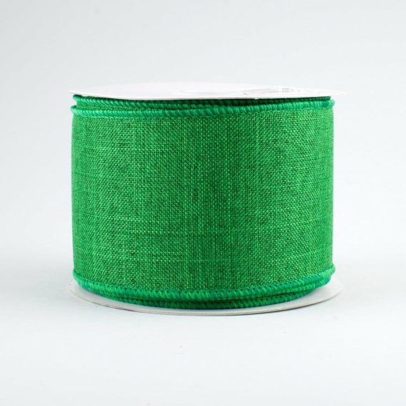 Fabric Ribbon |   2.5" Royal Canvas Ribbon: Emerald Green (10 Yards) Fabric Ribbon Emerald Green