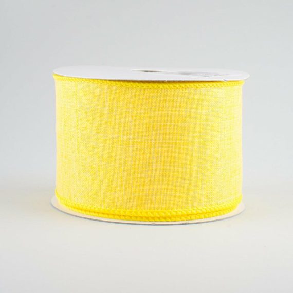 Fabric Ribbon |   2.5" Royal Canvas Ribbon: Yellow (10 Yards) Fabric Ribbon Fabric Ribbon