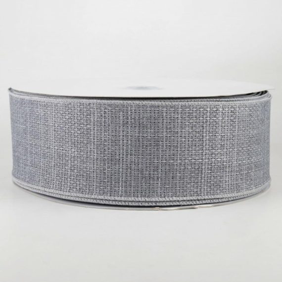 Fabric Ribbon |   2.5" Royal Faux Burlap Ribbon: Light Grey (50 Yards) Fabric Ribbon Fabric Ribbon