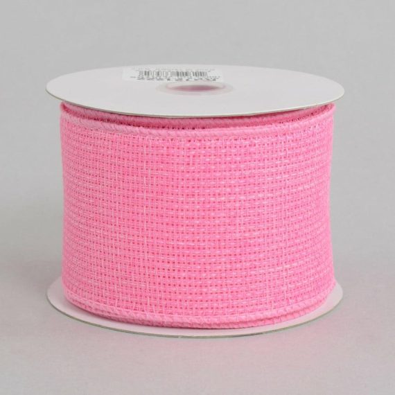 Fabric Ribbon |   2.5" Royal Faux Burlap Ribbon: Pink (10 Yards) Fabric Ribbon Fabric Ribbon