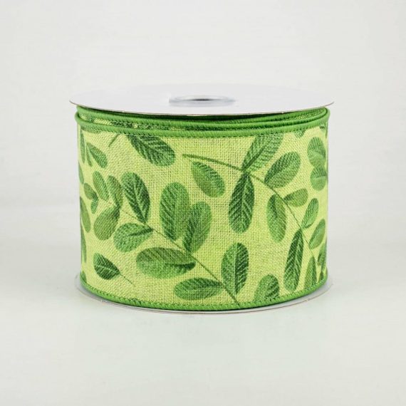 Fabric Ribbon |   2.5" Rubber Plant Bold Leaves Ribbon (10 Yards) Fabric Ribbon Fabric Ribbon