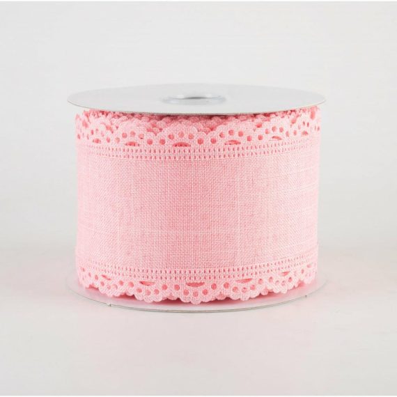 Fabric Ribbon |   2.5" Scalloped Edge Ribbon: Rose Pink (10 Yards) Fabric Ribbon Fabric Ribbon