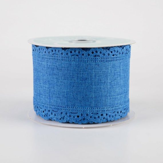 Fabric Ribbon |   2.5" Scalloped Edge Ribbon: Royal Blue (10 Yards) Fabric Ribbon Fabric Ribbon