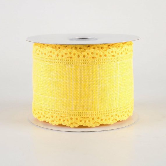 Fabric Ribbon |   2.5" Scalloped Edge Ribbon: Yellow (10 Yards) Fabric Ribbon Fabric Ribbon