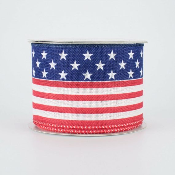 Fabric Ribbon |   2.5" Stars & Stripes Ribbon: Red, White, Blue (10 Yards) Fabric Ribbon Fabric Ribbon