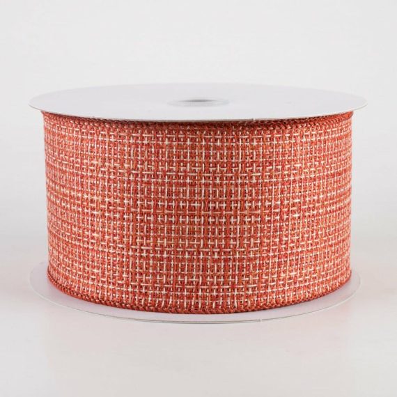 Fabric Ribbon |   2.5 Tweed Ribbon: Rust, Orange & Ivory (10 Yards) Fabric Ribbon Fabric Ribbon