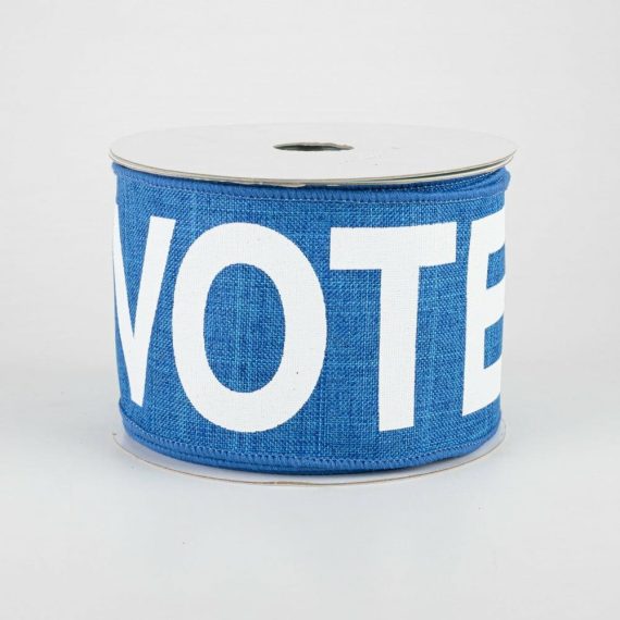 Fabric Ribbon |   2.5" Vote Ribbon: Royal Blue (10 Yards) Fabric Ribbon Blue,White