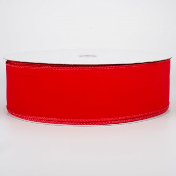 Fabric Ribbon |   2.5" Wired Velvet Ribbon: Red (50 Yards) Fabric Ribbon Fabric Ribbon