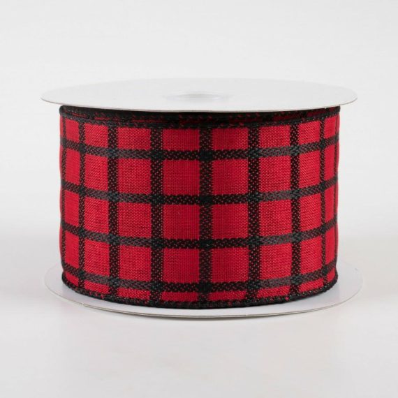 Fabric Ribbon |   2.5" Woven Trellis Ribbon: Red & Black (10 Yards) Fabric Ribbon Fabric Ribbon