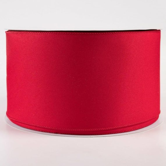 Fabric Ribbon |   4" Diagonal Weave Fabric Ribbon: Red (50 Yards) Fabric Ribbon Fabric Ribbon