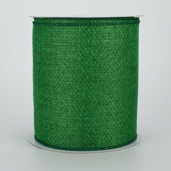 Fabric Ribbon |   4" Royal Faux Burlap Ribbon: Emerald Green (10 Yards) Fabric Ribbon Emerald Green