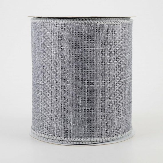 Fabric Ribbon |   4" Royal Faux Burlap Ribbon: Light Grey (10 Yards) Fabric Ribbon Fabric Ribbon