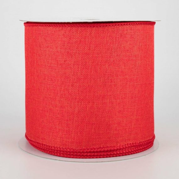 Fabric Ribbon |   4" Shiny Canvas Ribbon: Red (10 Yards) Fabric Ribbon Fabric Ribbon