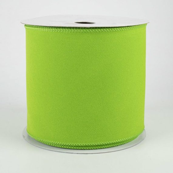 Fabric Ribbon |   4" Wired Velvet Ribbon: Lime Green (10 Yards) Fabric Ribbon Fabric Ribbon