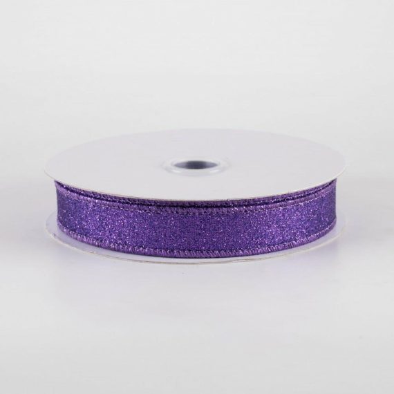 Fabric Ribbon |   5/8" Shimmer Glitter Ribbon: Purple (10 Yards) Fabric Ribbon Fabric Ribbon