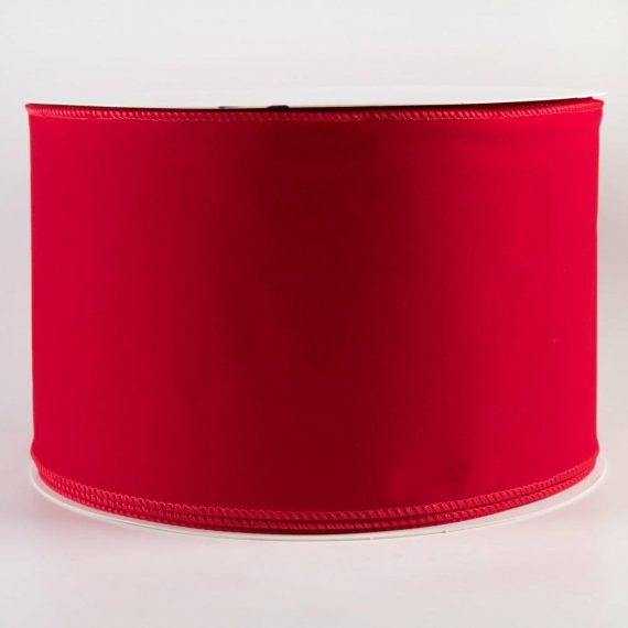 Fabric Ribbon |   6" Outdoor Velvet Ribbon: Red (50 Yards) Fabric Ribbon Fabric Ribbon