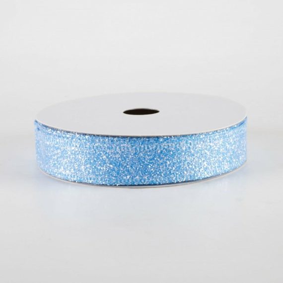 Fabric Ribbon |   7/8" Candy Glittered Satin Ribbon: Turquoise Blue (10 Yards) Fabric Ribbon Fabric Ribbon