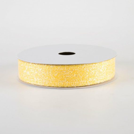 Fabric Ribbon |   7/8" Candy Glittered Satin Ribbon: Yellow (10 Yards) Fabric Ribbon Fabric Ribbon