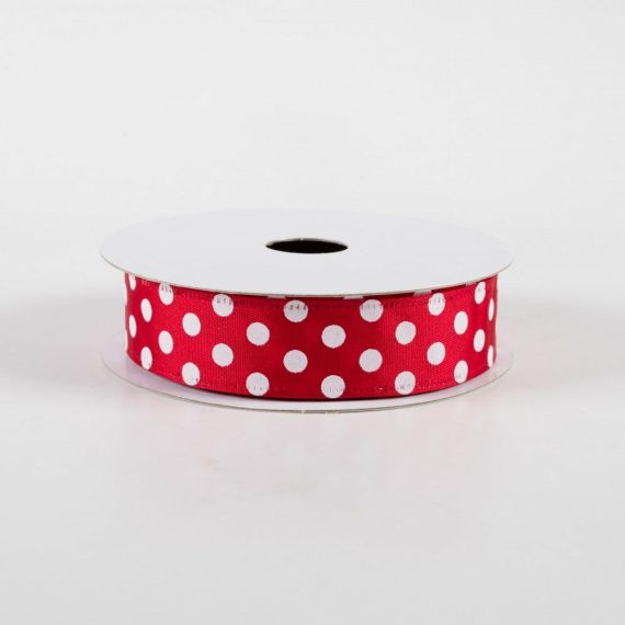 Fabric Ribbon |   7/8" Dots Satin Ribbon: Red & White (10 Yards) Fabric Ribbon Fabric Ribbon