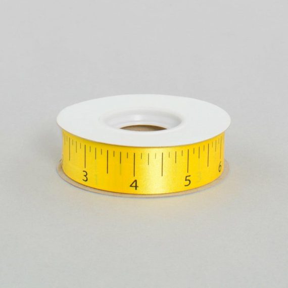 Fabric Ribbon |   7/8" Ruler Ribbon: Black & Yellow (25 Yards) Fabric Ribbon Fabric Ribbon