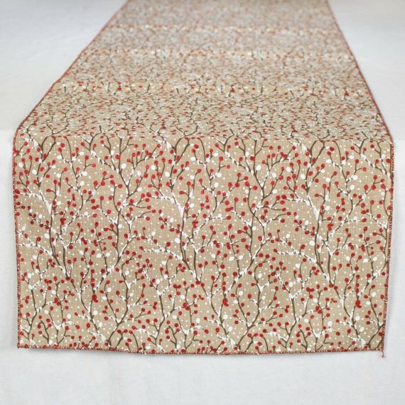 Fabric Table Runners |   72" Faux Jute Table Runner: Metallic Red Berry Fabric Table Runners Fabric Table Runners