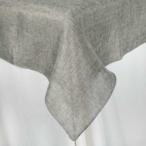 Fabric Tablecovers |   56" Square Faux Jute Table Topper: Dark Grey Fabric Tablecovers Dark Grey,Titanium