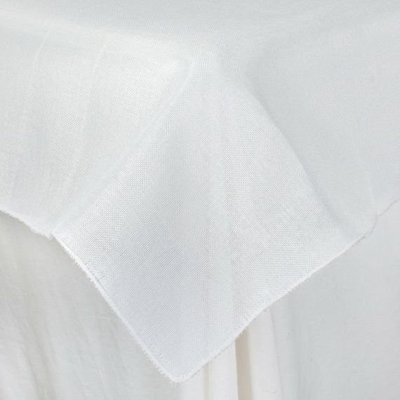 Fabric Tablecovers |   56" Square Faux Jute Table Topper: White Fabric Tablecovers Fabric Tablecovers