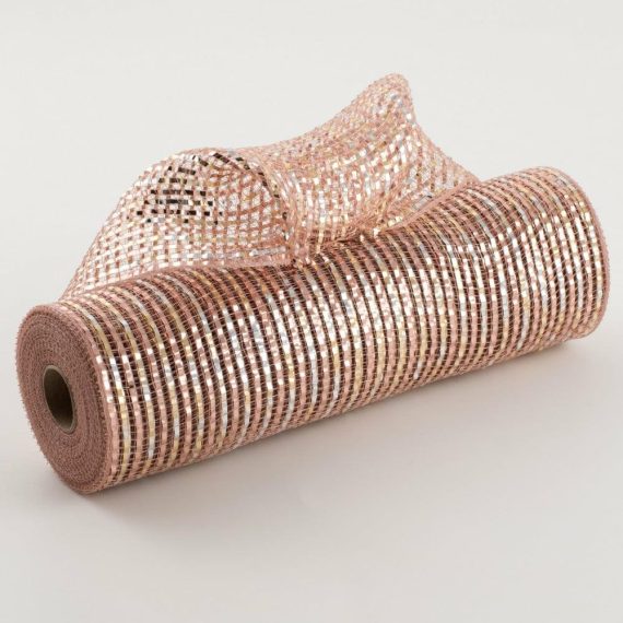 Poly Deco Mesh |   10" All Foil Thick Metallic Mesh: Rose Gold Deco Mesh Poly Deco Mesh