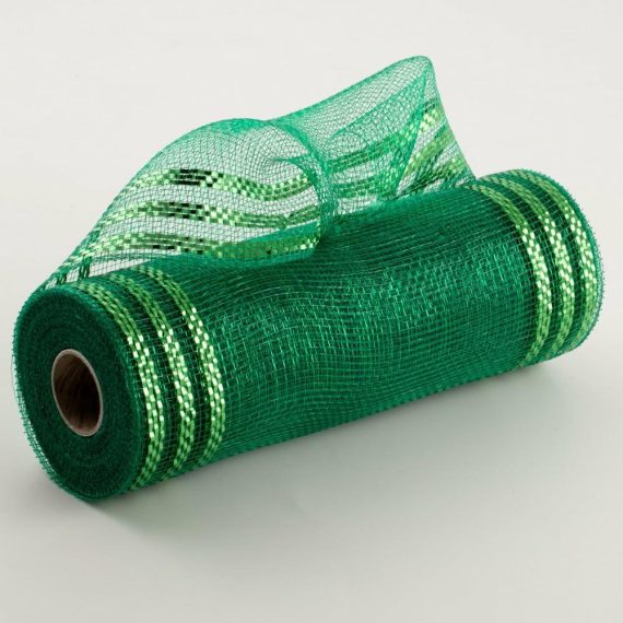 Poly Deco Mesh |   10" Border Stripe Metallic Mesh: Emerald Deco Mesh Green,Emerald