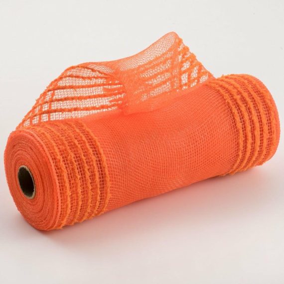 Poly Deco Mesh |   10" Border Stripe Snowdrift Mesh: Orange Deco Mesh Orange