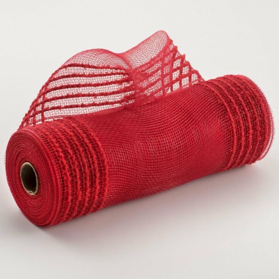 Poly Deco Mesh |   10" Border Stripe Snowdrift Mesh: Red Deco Mesh Poly Deco Mesh