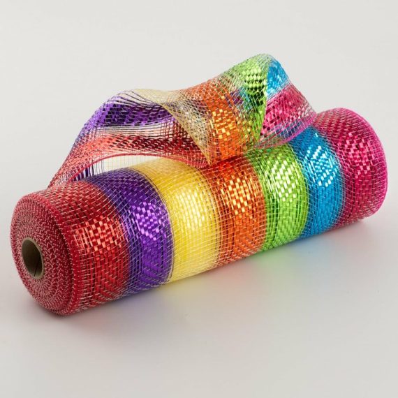 Poly Deco Mesh |   10" Bright Metallic Mesh: Rainbow (10 Yards) Deco Mesh Poly Deco Mesh