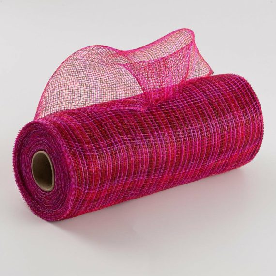 Poly Deco Mesh |   10" Multi Stripe Mesh: Hot Pink, Red, Burgundy Deco Mesh Hot Pink,Fuchsia,Red,Burgundy