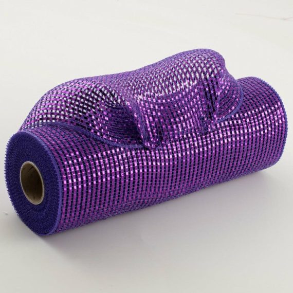 Poly Deco Mesh |   10" Poly Mesh Roll: Deluxe Wide Foil Purple Deco Mesh Poly Deco Mesh