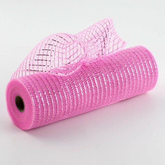 Poly Deco Mesh |   10" Poly Mesh Roll: Metallic Pink Deco Mesh Bubblegum Pink