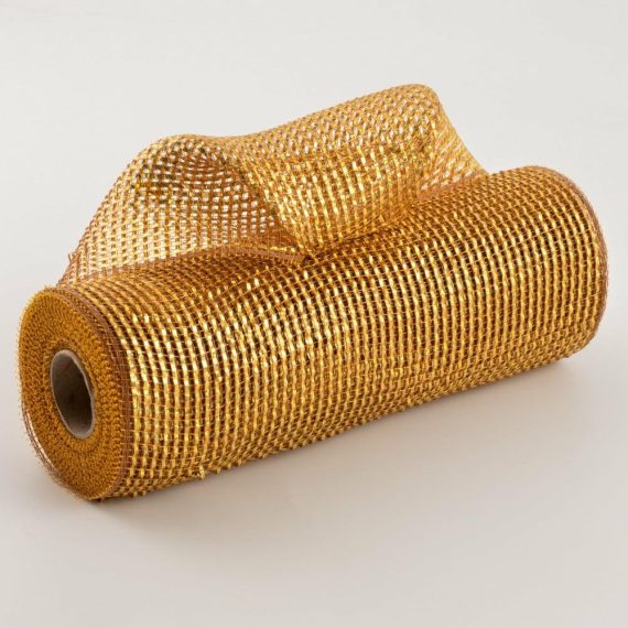 Poly Deco Mesh |   10" Poly Mesh Rolls: Deluxe Wide Antique Gold Foil Deco Mesh Brown,Gold,Antique Gold