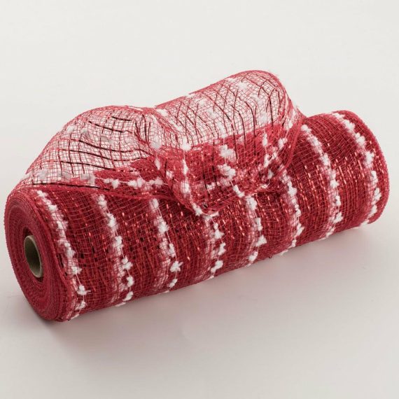 Poly Deco Mesh |   10" Snowball Deco Mesh: Red (10 Yards) Deco Mesh Poly Deco Mesh