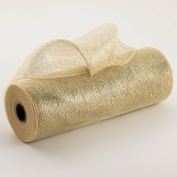 Poly Deco Mesh |   10" Thin Laser Foil Mesh: Champagne Gold Deco Mesh Champagne Gold