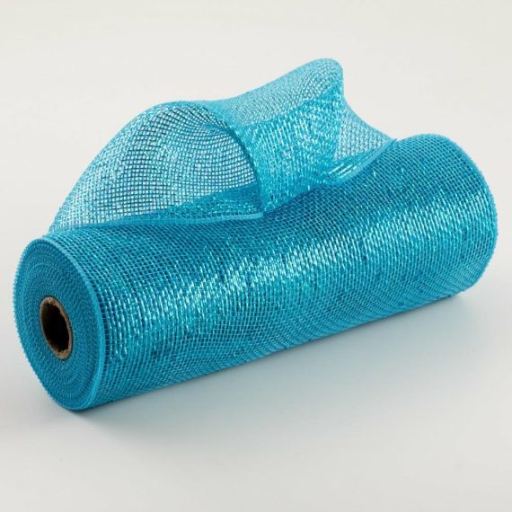 Poly Deco Mesh |   10" Thin Laser Foil Mesh: Turquoise Blue Deco Mesh Poly Deco Mesh