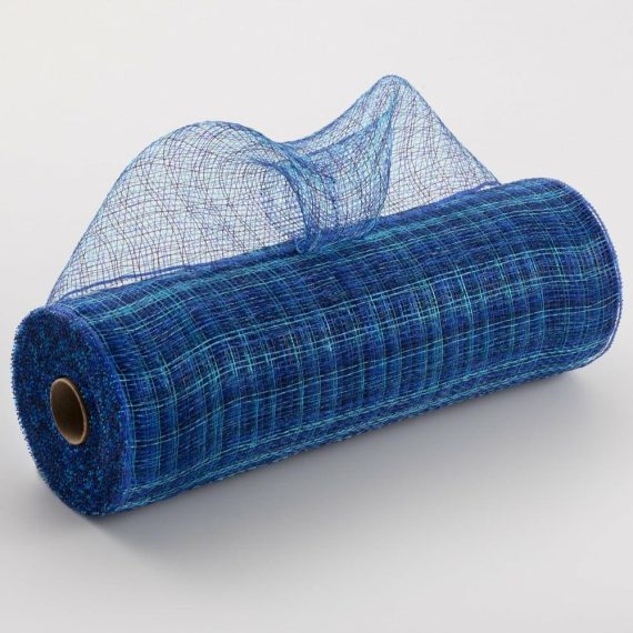 Poly Deco Mesh |   10" Tweed Deco Mesh: Navy & Royal Deco Mesh Blue