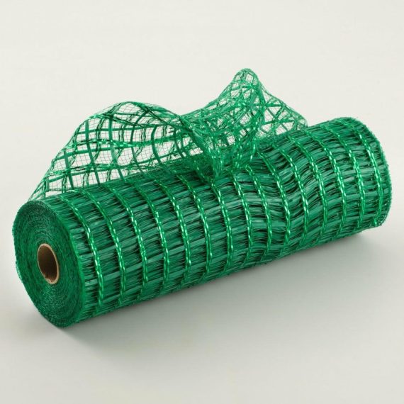 Poly Deco Mesh |   10" Wide Weave Metallic Mesh: Emerald Deco Mesh Green,Emerald