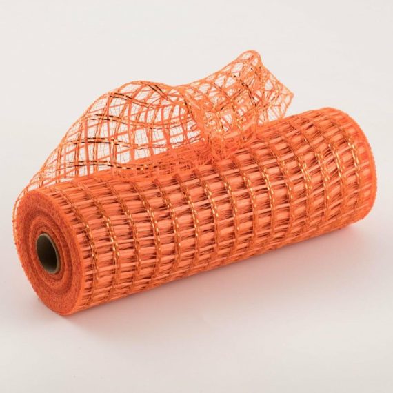 Poly Deco Mesh |   10" Wide Weave Metallic Mesh: Orange Deco Mesh Orange