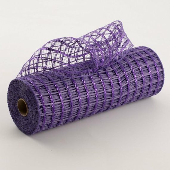 Poly Deco Mesh |   10" Wide Weave Metallic Mesh: Purple Deco Mesh Poly Deco Mesh