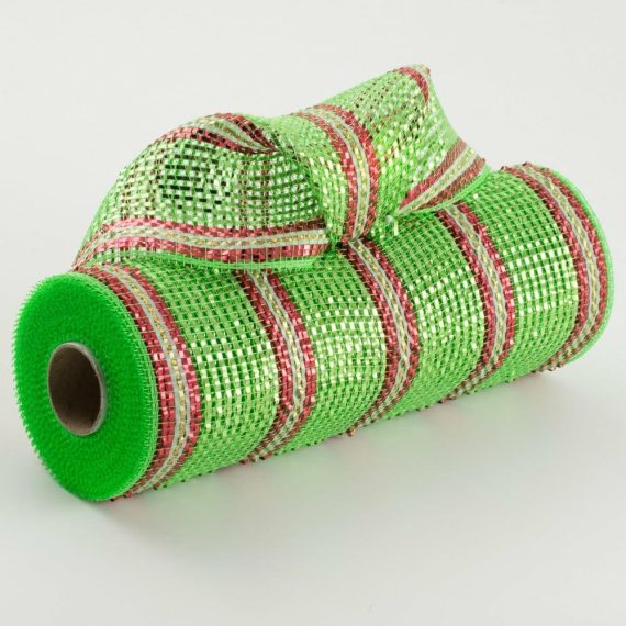 Poly Deco Mesh |   10" Laser Foil Mesh: Lime Green, Red, Gold, White Deco Mesh Green,Red,Gold,Lime