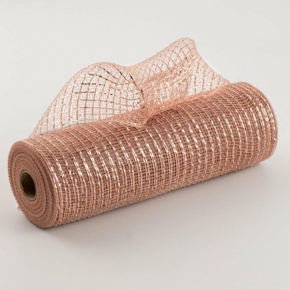 Poly Deco Mesh |   10" Poly Mesh Roll: Metallic Rose Gold Deco Mesh Poly Deco Mesh