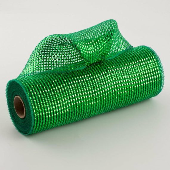 Poly Deco Mesh |   10" Poly Mesh Rolls: Deluxe Wide Foil Emerald Green Deco Mesh Emerald Green