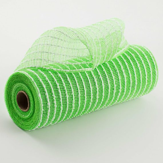 Poly Deco Mesh |   10" Snowdrift Deco Mesh: Lime & White Deco Mesh Green,White,Lime