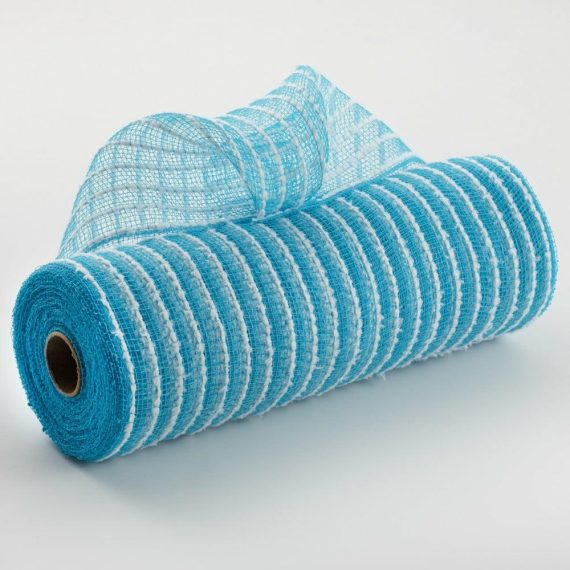 Poly Deco Mesh |   10" Snowdrift Deco Mesh: Turquoise & White Deco Mesh Blue,Turquoise,White