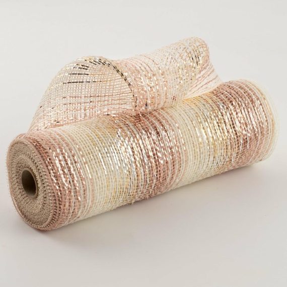 Burlap And Jute Deco Mesh |   10" Burlap Deco Mesh: Cotton & Metallic Rose Gold Ombré Burlap And Jute Deco Mesh Burlap And Jute Deco Mesh