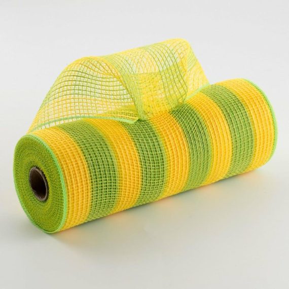 Burlap And Jute Deco Mesh |   10" Thin Stripe Fabric Mesh: Yellow & Fresh Green Burlap And Jute Deco Mesh Burlap And Jute Deco Mesh